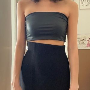 faux leather tube top